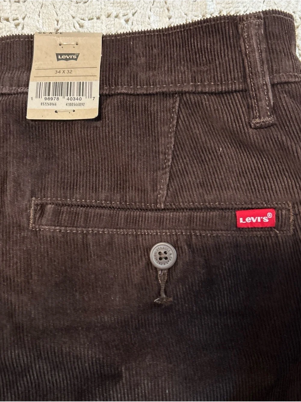Levi’s Men's XX Chino Taper Brown Corduroy Pants - 34x32 - NWT